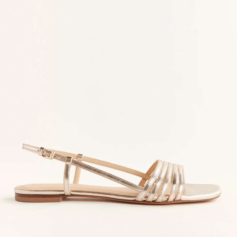 Reformation Millie Lattice Sandal in Gold 7